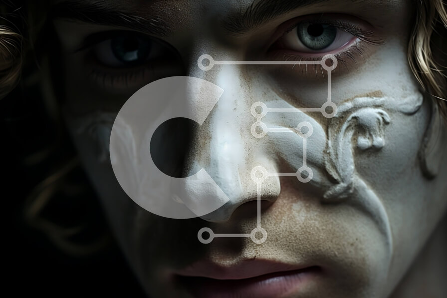 Intra Συλλεκτικό Ξύλινο Παζλ Plywood  4mm - Καλλιτεχνική κινηματογράφηση σε πρώτο πλάνο ενός ατόμου με βαφή προσώπου Σε Ξύλινο Κουτί - Διαστάσεις Puzzle: 10x10 cm – 25 κομμάτια