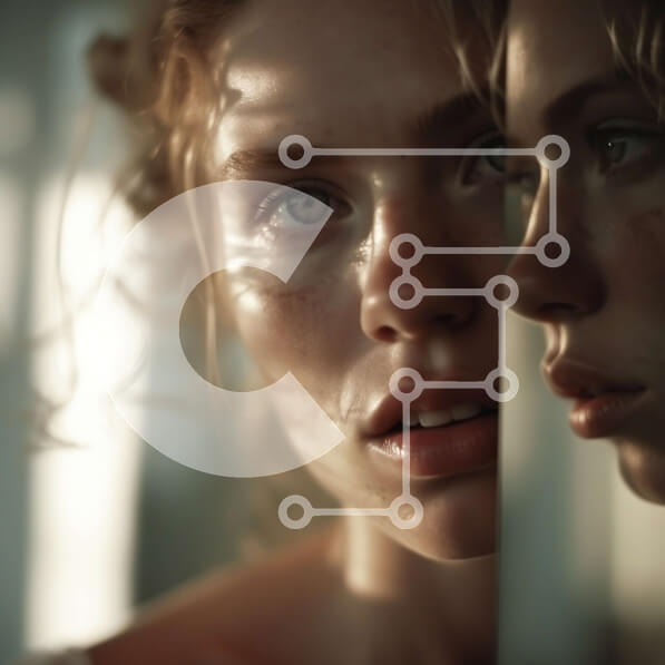 Σετ των 2 Intra Συλλεκτικό Ξύλινο Παζλ Plywood  4mm - Ονειρική εικόνα μιας γυναίκας που κοιτάζει τον εαυτό της στον καθρέφτη Σε Ξύλινο Κουτί - Διαστάσεις: 10x10 cm – 25 κομμάτια