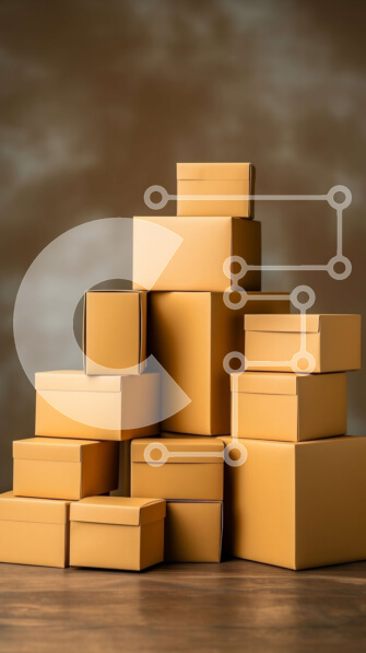 Intra Συλλεκτικό Ξύλινο Παζλ Plywood  4mm - Στοίβα από καφέ κουτιά από χαρτόνι σε μια ξύλινη επιφάνεια Σε Ξύλινο Κουτί - Διαστάσεις: 10x10 cm – 25 κομμάτια