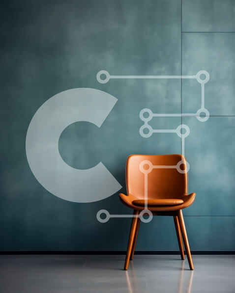 Intra Συλλεκτικό Ξύλινο Παζλ Plywood  4mm - Μοντέρνα καφέ καρέκλα ενάντια σε γαλαζοπράσινο τοίχο Σε Ξύλινο Κουτί - Διαστάσεις Puzzle: 10x10 cm – 25 κομμάτια