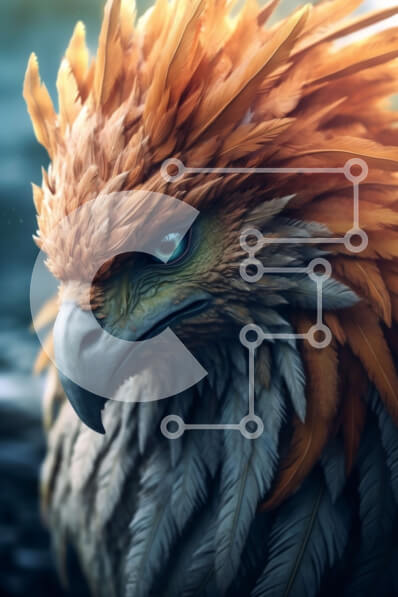 Σετ των 2 Intra Συλλεκτικό Ξύλινο Παζλ Plywood  4mm - Εκπληκτική κινηματογράφηση σε πρώτο πλάνο του κεφαλιού ενός αετού με φωτεινά πορτοκαλί φτερά και μπλε μάτια Σε Ξύλινο Κουτί - Διαστάσεις: 10x10 cm – 25 κομμάτια