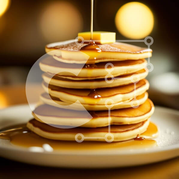 Σετ των 2 Intra Συλλεκτικό Ξύλινο Παζλ Plywood  4mm - Λαχταριστές τηγανίτες με σιρόπι σε λευκό πιάτο Σε Ξύλινο Κουτί - Διαστάσεις: 10x10 cm – 25 κομμάτια