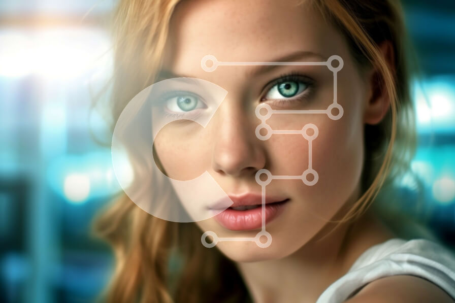 Intra Συλλεκτικό Ξύλινο Παζλ Plywood  4mm - Εκπληκτικό πορτρέτο μιας νεαρής γυναίκας με λαμπερά πράσινα μάτια και μακριά ξανθά μαλλιά Σε Ξύλινο Κουτί - Διαστάσεις Puzzle: 10x10 cm – 25 κομμάτια