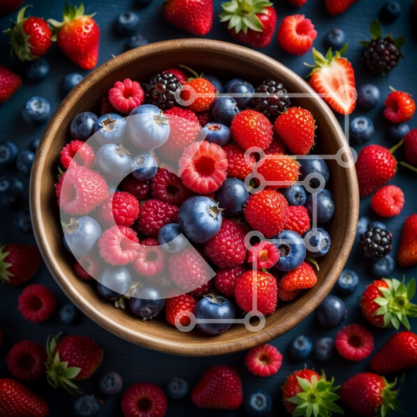 Σετ των 2 Intra Συλλεκτικό Ξύλινο Παζλ Plywood  4mm - Νόστιμο μπολ με φρέσκα μούρα σε σκούρο φόντο Σε Ξύλινο Κουτί - Διαστάσεις: 10x10 cm – 25 κομμάτια