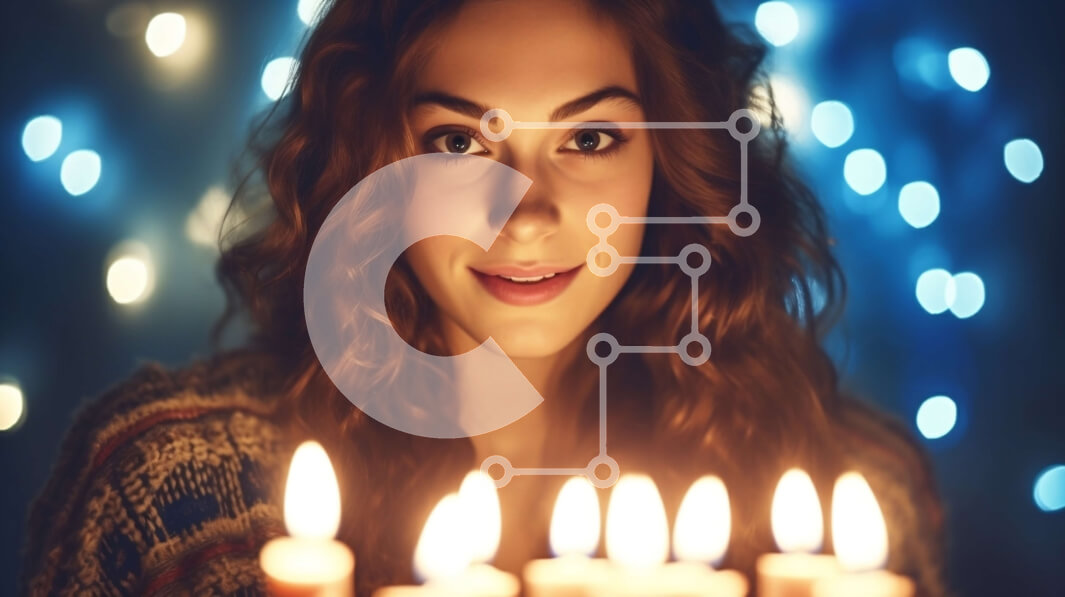 Intra Συλλεκτικό Ξύλινο Παζλ Plywood  4mm - Όμορφο πορτρέτο μιας νεαρής γυναίκας με σγουρά μαλλιά και αναμμένα κεριά Σε Ξύλινο Κουτί - Διαστάσεις Puzzle: 10x10 cm – 25 κομμάτια