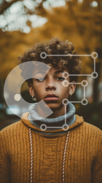 Intra Συλλεκτικό Ξύλινο Παζλ Plywood  4mm - Εικόνα ενός νεαρού αγοριού με ένα κίτρινο πουλόβερ που κοιτάζει στην απόσταση Σε Ξύλινο Κουτί - Διαστάσεις Puzzle: 10x10 cm – 25 κομμάτια