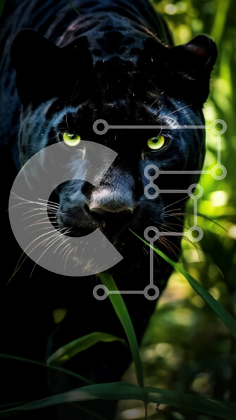 Σετ των 2 Intra Συλλεκτικό Ξύλινο Παζλ Plywood  4mm - Εκπληκτική εικόνα ενός μαύρου πάνθηρα με πράσινα μάτια στη ζούγκλα Σε Ξύλινο Κουτί - Διαστάσεις: 10x10 cm – 25 κομμάτια