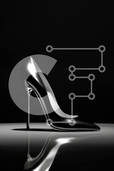 Intra Συλλεκτικό Ξύλινο Παζλ Plywood  4mm - Κομψό ψηλοτάκουνο παπούτσι σε επιφάνεια με καθρέφτη Σε Ξύλινο Κουτί - Διαστάσεις Puzzle: 10x10 cm – 25 κομμάτια