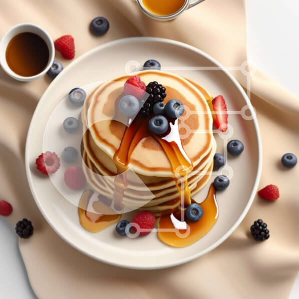 Σετ των 2 Intra Συλλεκτικό Ξύλινο Παζλ Plywood  4mm - Πιάτο τηγανίτες με σιρόπι και μούρα Σε Ξύλινο Κουτί - Διαστάσεις: 10x10 cm – 25 κομμάτια