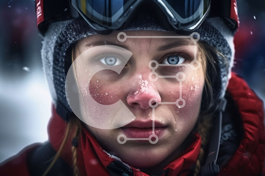 Intra Συλλεκτικό Ξύλινο Παζλ Plywood  4mm - Κομψή γυναίκα που απολαμβάνει τα χειμερινά σπορ στο χιόνι Σε Ξύλινο Κουτί - Διαστάσεις Puzzle: 10x10 cm – 25 κομμάτια