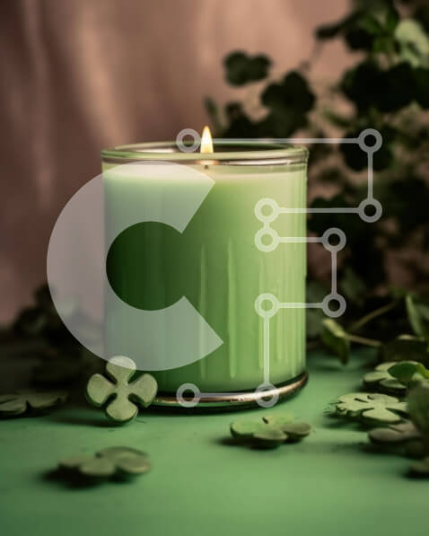 Intra Συλλεκτικό Ξύλινο Παζλ Plywood  4mm - Κερί του Αγίου Πατρικίου με τριφύλλια σε πράσινη επιφάνεια Σε Ξύλινο Κουτί - Διαστάσεις: 10x10 cm – 25 κομμάτια