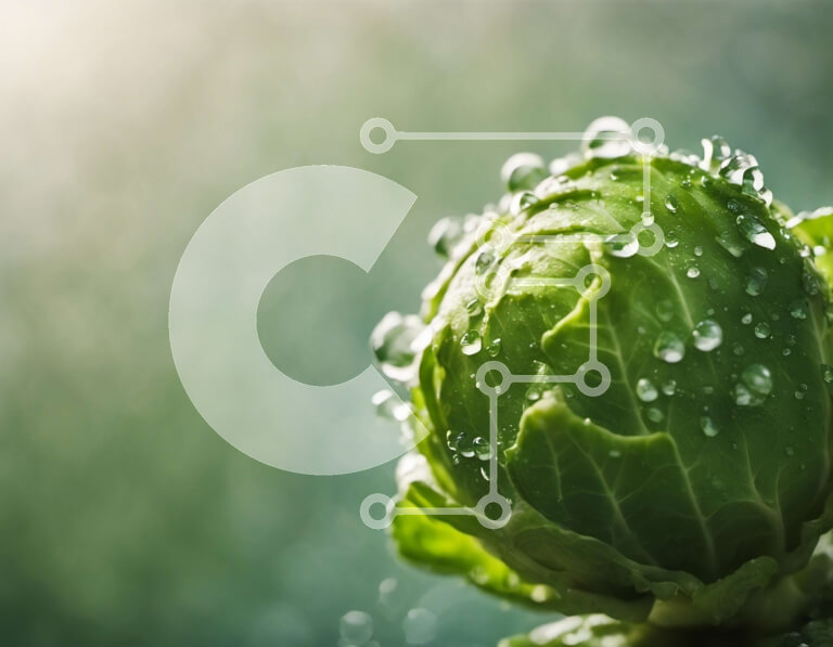 Σετ των 2 Intra Συλλεκτικό Ξύλινο Παζλ Plywood  4mm - Πράσινο λαχανάκι Βρυξελλών με σταγονίδια νερού Σε Ξύλινο Κουτί - Διαστάσεις: 10x10 cm – 25 κομμάτια