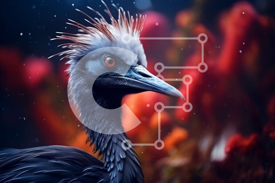 Intra Συλλεκτικό Ξύλινο Παζλ Plywood  4mm - Ασπρόμαυρο πουλί σε πτήση με ζωηρά λουλούδια Σε Ξύλινο Κουτί - Διαστάσεις: 10x10 cm – 25 κομμάτια