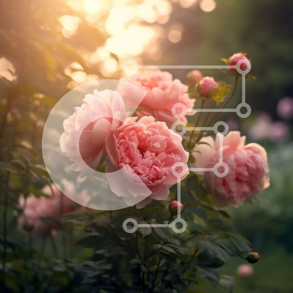 Intra Συλλεκτικό Ξύλινο Παζλ Plywood  4mm - Εκπληκτική εικόνα με ροζ τριαντάφυλλα στον κήπο στο ηλιοβασίλεμα Σε Ξύλινο Κουτί - Διαστάσεις: 10x10 cm – 25 κομμάτια