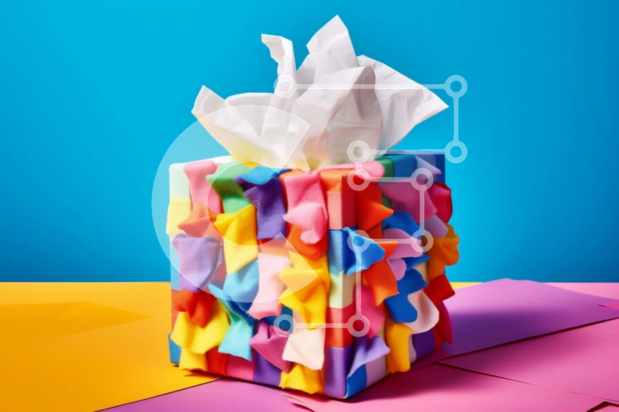 Intra Συλλεκτικό Ξύλινο Παζλ Plywood  4mm - Πολύχρωμο χαρτομάντηλο με κομφετί στην κορυφή | Φωτογραφία Αρχείου Σε Ξύλινο Κουτί - Διαστάσεις: 10x10 cm – 25 κομμάτια