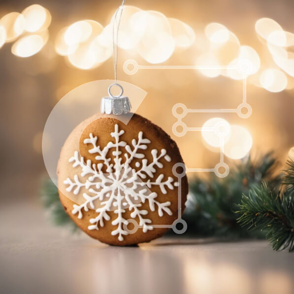 Intra Συλλεκτικό Ξύλινο Παζλ Plywood  4mm - Στολίδι με μελόψωμο σε σχήμα χιονονιφάδας που κρέμεται από ένα κλαδί δέντρου Σε Ξύλινο Κουτί - Διαστάσεις: 10x10 cm – 25 κομμάτια