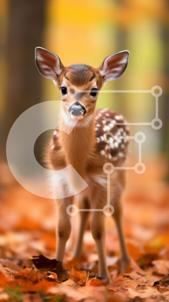 Σετ των 2 Intra Συλλεκτικό Ξύλινο Παζλ Plywood  4mm - Ελαφάκι που στέκεται σε ένα ξέφωτο δάσους που περιβάλλεται από φθινοπωρινά φύλλα Σε Ξύλινο Κουτί - Διαστάσεις: 10x10 cm – 25 κομμάτια