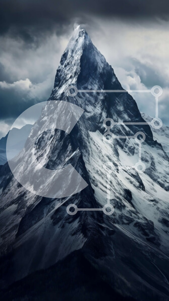 Σετ των 2 Intra Συλλεκτικό Ξύλινο Παζλ Plywood  4mm - Ισχυρή εικόνα ενός βουνού που στέκεται ψηλά ενάντια στη θύελλα Σε Ξύλινο Κουτί - Διαστάσεις: 10x10 cm – 25 κομμάτια