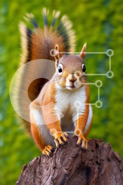 Σετ των 2 Intra Συλλεκτικό Ξύλινο Παζλ Plywood  4mm - Αξιολάτρευτη εικόνα του κόκκινου σκίουρου σε ένα κούτσουρο δέντρου Σε Ξύλινο Κουτί - Διαστάσεις: 10x10 cm – 25 κομμάτια