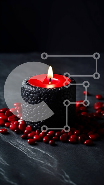 Intra Συλλεκτικό Ξύλινο Παζλ Plywood  4mm - Ρομαντικό κόκκινο κερί με καρδιές σε μαύρη επιφάνεια Σε Ξύλινο Κουτί - Διαστάσεις Puzzle: 10x10 cm – 25 κομμάτια