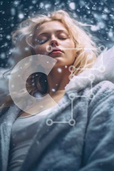 Intra Συλλεκτικό Ξύλινο Παζλ Plywood  4mm - Ειρηνική ξανθιά γυναίκα που στέκεται στο χιόνι με τις νιφάδες χιονιού που πέφτουν Σε Ξύλινο Κουτί - Διαστάσεις Puzzle: 10x10 cm – 25 κομμάτια