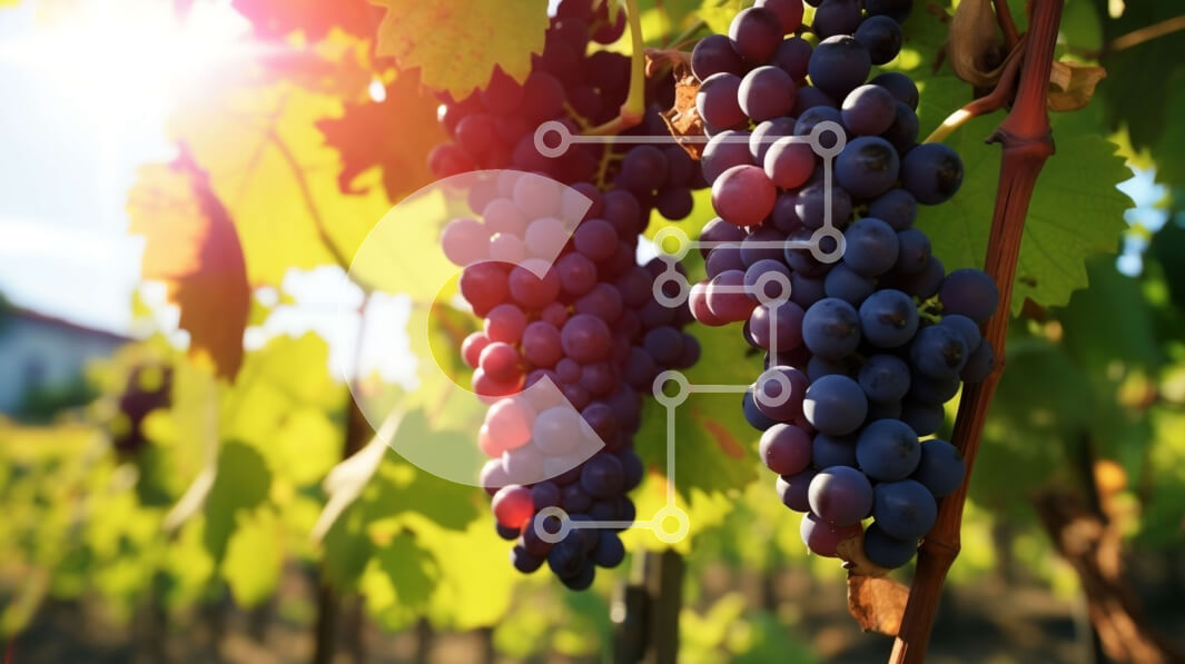 Intra Συλλεκτικό Ξύλινο Παζλ Plywood  4mm - Τσαμπί ώριμα σταφύλια σε έναν αμπελώνα Σε Ξύλινο Κουτί - Διαστάσεις: 10x10 cm – 25 κομμάτια