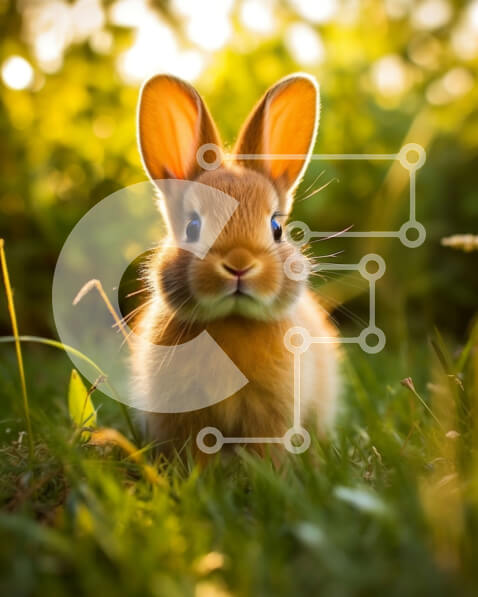 Σετ των 2 Intra Συλλεκτικό Ξύλινο Παζλ Plywood  4mm - Χαριτωμένη εικόνα ενός μικρού καφέ κουνελιού στο γρασίδι Σε Ξύλινο Κουτί - Διαστάσεις: 10x10 cm – 25 κομμάτια