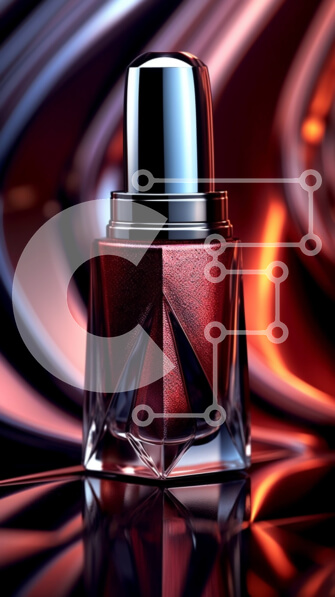 Intra Συλλεκτικό Ξύλινο Παζλ Plywood  4mm - Κομψό και μοντέρνο κόκκινο μπουκάλι βερνίκι νυχιών σε ανακλαστική επιφάνεια Σε Ξύλινο Κουτί - Διαστάσεις Puzzle: 10x10 cm – 25 κομμάτια