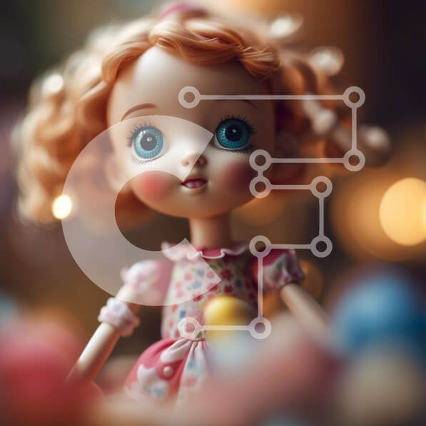 Σετ των 2 Intra Συλλεκτικό Ξύλινο Παζλ Plywood  4mm - Αξιολάτρευτη ξανθιά κούκλα με ροζ πουά φόρεμα Σε Ξύλινο Κουτί - Διαστάσεις: 10x10 cm – 25 κομμάτια