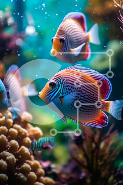 Σετ των 2 Intra Συλλεκτικό Ξύλινο Παζλ Plywood  4mm - Ζωντανή σκηνή ενυδρείου με πολύχρωμα ψάρια και κοραλλιογενείς υφάλους Σε Ξύλινο Κουτί - Διαστάσεις: 10x10 cm – 25 κομμάτια