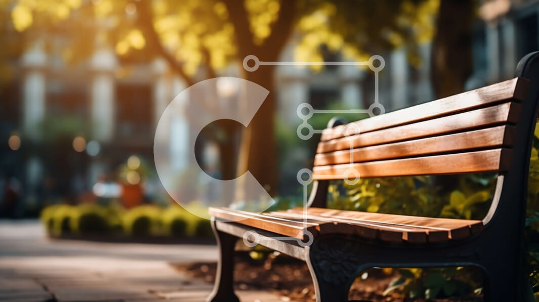 Intra Συλλεκτικό Ξύλινο Παζλ Plywood  4mm - Κενός ξύλινος πάγκος σε ένα πάρκο που περιβάλλεται από δέντρα και πράσινο Σε Ξύλινο Κουτί - Διαστάσεις Puzzle: 10x10 cm – 25 κομμάτια