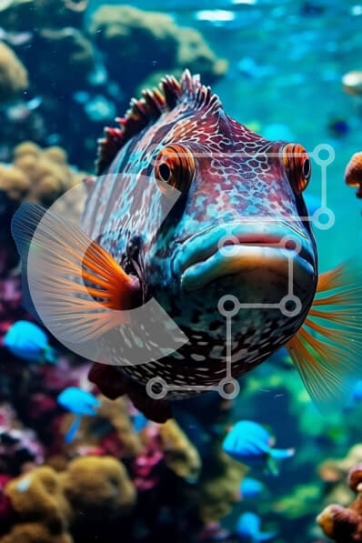 Σετ των 2 Intra Συλλεκτικό Ξύλινο Παζλ Plywood  4mm - Πολύχρωμα ψάρια σε κοραλλιογενή ύφαλο με άλλα ψάρια στο φόντο Σε Ξύλινο Κουτί - Διαστάσεις: 10x10 cm – 25 κομμάτια