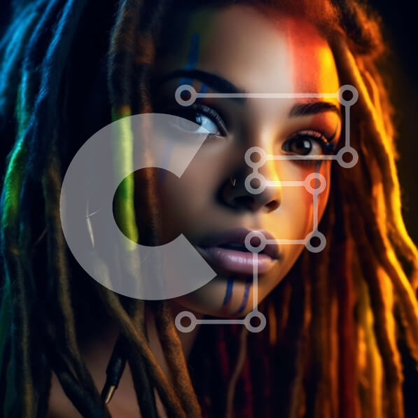 Σετ των 2 Intra Συλλεκτικό Ξύλινο Παζλ Plywood  4mm - Πορτρέτο μιας νεαρής γυναίκας με dreadlocks και πολύχρωμο μακιγιάζ Σε Ξύλινο Κουτί - Διαστάσεις: 10x10 cm – 25 κομμάτια