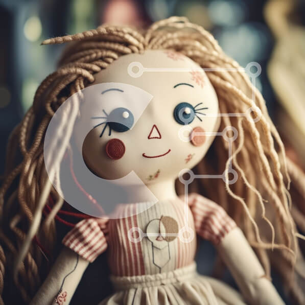 Σετ των 2 Intra Συλλεκτικό Ξύλινο Παζλ Plywood  4mm - Αξιολάτρευτη κούκλα με μακριά ξανθά μαλλιά και μπλε μάτια σε ριγέ φόρεμα Σε Ξύλινο Κουτί - Διαστάσεις: 10x10 cm – 25 κομμάτια