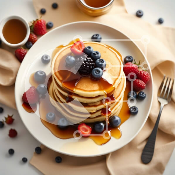 Σετ των 2 Intra Συλλεκτικό Ξύλινο Παζλ Plywood  4mm - Λαχταριστές τηγανίτες με γλυκό σιρόπι και φρέσκα μούρα Σε Ξύλινο Κουτί - Διαστάσεις: 10x10 cm – 25 κομμάτια