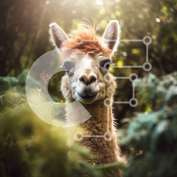 Intra Συλλεκτικό Ξύλινο Παζλ Plywood  4mm - Όμορφη κινηματογράφηση σε πρώτο πλάνο ενός λάμα σε ένα δάσος Σε Ξύλινο Κουτί - Διαστάσεις: 10x10 cm – 25 κομμάτια