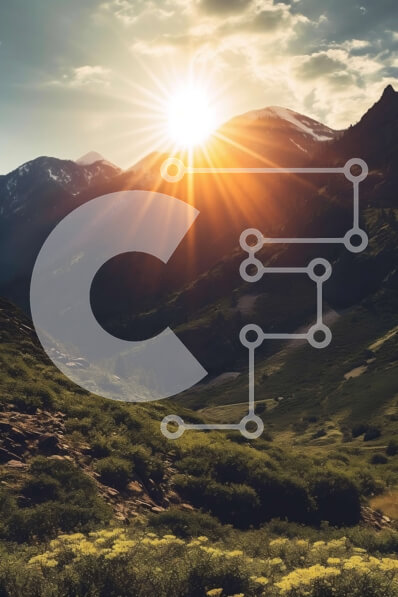 Σετ των 2 Intra Συλλεκτικό Ξύλινο Παζλ Plywood  4mm - Πανέμορφο ορεινό τοπίο με χιονισμένες κορυφές και λαμπερό ήλιο Σε Ξύλινο Κουτί - Διαστάσεις: 10x10 cm – 25 κομμάτια