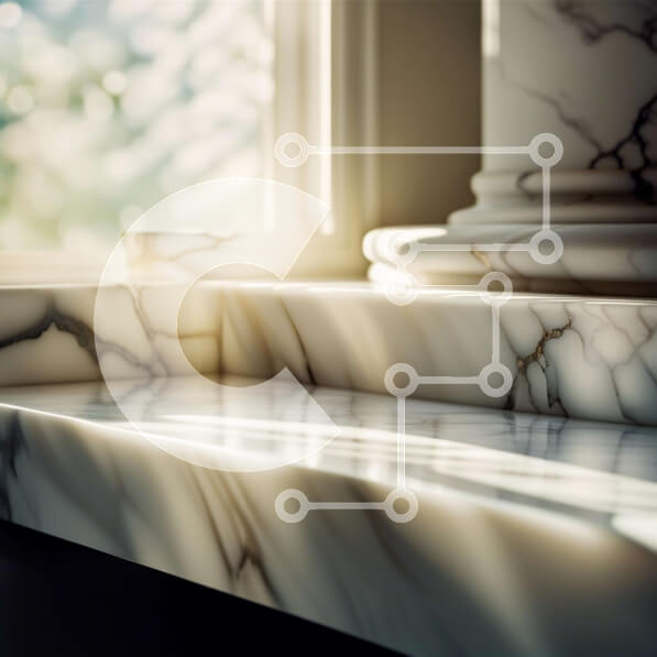 Intra Συλλεκτικό Ξύλινο Παζλ Plywood  4mm - Κοντινό πλάνο γυαλισμένου μαρμάρου περβάζι παραθύρου Σε Ξύλινο Κουτί - Διαστάσεις Puzzle: 10x10 cm – 25 κομμάτια