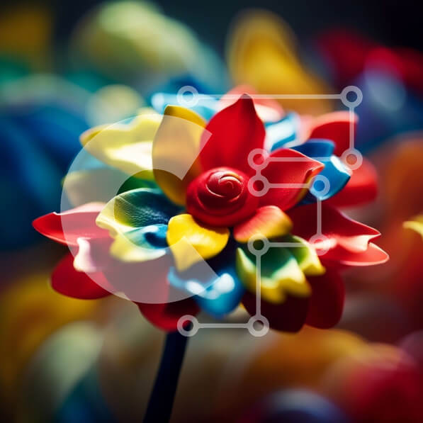 Intra Συλλεκτικό Ξύλινο Παζλ Plywood  4mm - Ζωντανή κινηματογράφηση σε πρώτο πλάνο ενός πολύχρωμου λουλουδιού με συμμετρικά πέταλα Σε Ξύλινο Κουτί - Διαστάσεις: 10x10 cm – 25 κομμάτια