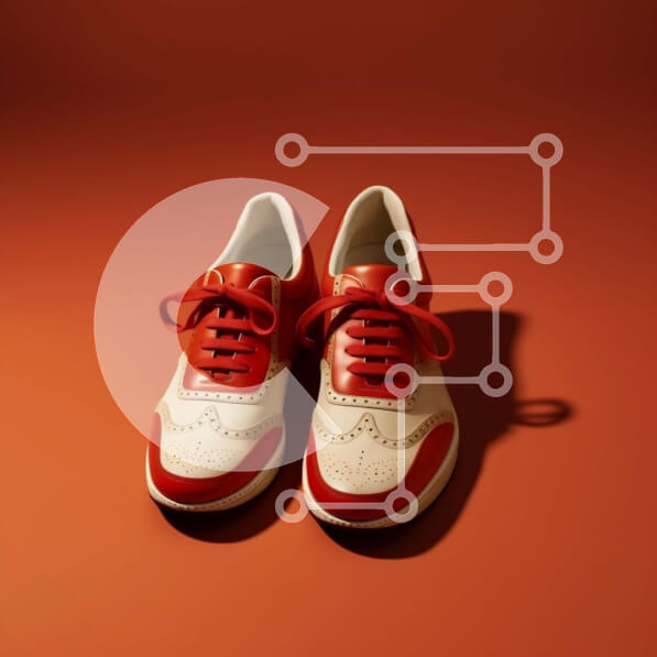 Σετ των 2 Intra Συλλεκτικό Ξύλινο Παζλ Plywood  4mm - Κομψά κόκκινα και λευκά αθλητικά παπούτσια με λευκά κορδόνια και σόλα Σε Ξύλινο Κουτί - Διαστάσεις: 10x10 cm – 25 κομμάτια