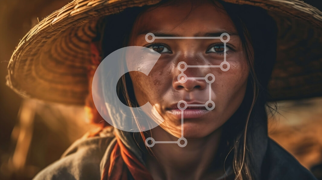 Intra Συλλεκτικό Ξύλινο Παζλ Plywood  4mm - Σοβαρό πορτρέτο μιας νεαρής γυναίκας με ψάθινο καπέλο και λευκή μπλούζα Σε Ξύλινο Κουτί - Διαστάσεις Puzzle: 10x10 cm – 25 κομμάτια