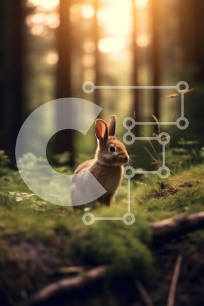 Σετ των 2 Intra Συλλεκτικό Ξύλινο Παζλ Plywood  4mm - Εικόνα του χαριτωμένου κουνελιού στο δάσος Σε Ξύλινο Κουτί - Διαστάσεις: 10x10 cm – 25 κομμάτια