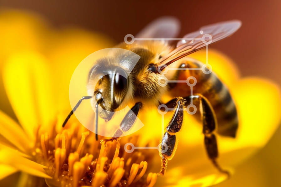 Intra Συλλεκτικό Ξύλινο Παζλ Plywood  4mm - Όμορφη εικόνα μιας μέλισσας σε ένα ηλιόλουστο κίτρινο λουλούδι Σε Ξύλινο Κουτί - Διαστάσεις: 10x10 cm – 25 κομμάτια