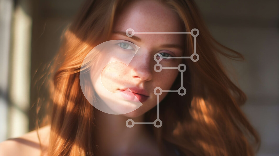 Intra Συλλεκτικό Ξύλινο Παζλ Plywood  4mm - Όμορφη εικόνα μιας νεαρής γυναίκας με μακριά κόκκινα μαλλιά και πράσινα μάτια Σε Ξύλινο Κουτί - Διαστάσεις Puzzle: 10x10 cm – 25 κομμάτια