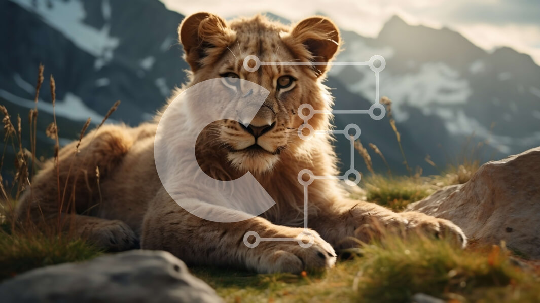 Intra Συλλεκτικό Ξύλινο Παζλ Plywood  4mm - Αξιολάτρευτο λιοντάρι που αναπαύεται σε βραχώδες έδαφος Σε Ξύλινο Κουτί - Διαστάσεις: 10x10 cm – 25 κομμάτια