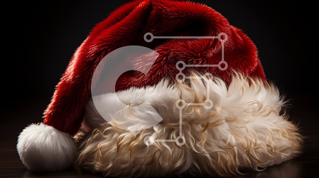 Intra Συλλεκτικό Ξύλινο Παζλ Plywood  4mm - Εορταστική εικόνα ενός καπέλου Άγιου Βασίλη σε μαύρο φόντο Σε Ξύλινο Κουτί - Διαστάσεις: 10x10 cm – 25 κομμάτια