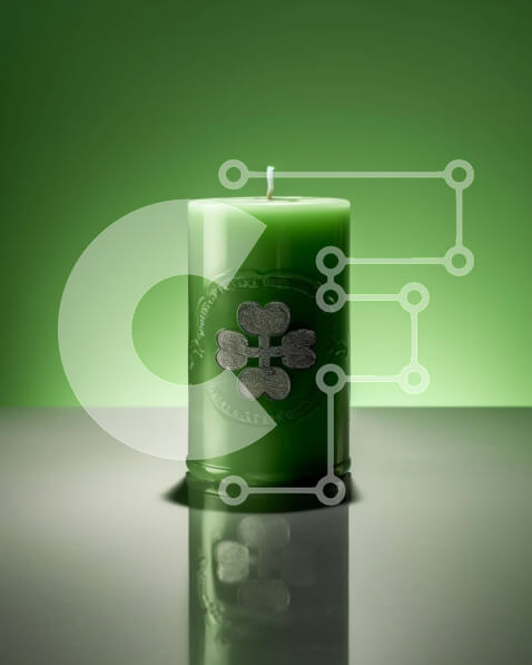 Intra Συλλεκτικό Ξύλινο Παζλ Plywood  4mm - Πράσινο κερί με την αντανάκλαση του ατόμου στο φόντο Σε Ξύλινο Κουτί - Διαστάσεις: 10x10 cm – 25 κομμάτια