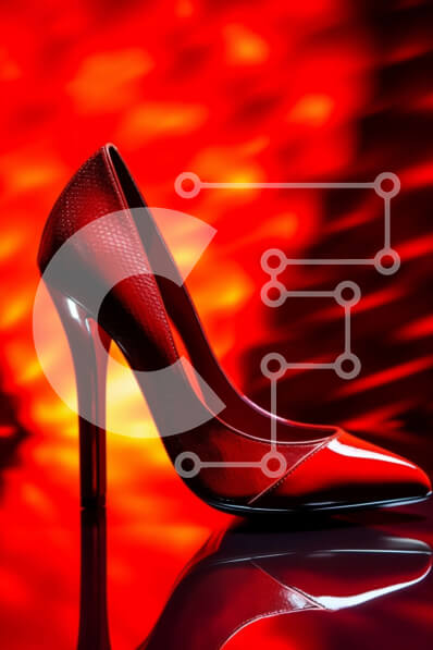 Intra Συλλεκτικό Ξύλινο Παζλ Plywood  4mm - Κομψό κόκκινο ψηλοτάκουνο παπούτσι σε γυαλιστερή επιφάνεια Σε Ξύλινο Κουτί - Διαστάσεις Puzzle: 10x10 cm – 25 κομμάτια