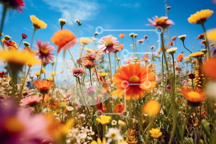 Intra Συλλεκτικό Ξύλινο Παζλ Plywood  4mm - Ζωντανό και πολύχρωμο χωράφι με αγριολούλουδα μια ηλιόλουστη μέρα Σε Ξύλινο Κουτί - Διαστάσεις: 10x10 cm – 25 κομμάτια