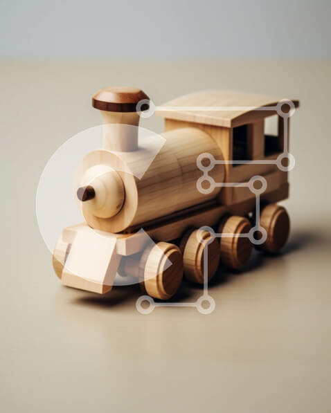 Intra Συλλεκτικό Ξύλινο Παζλ Plywood  4mm - Χαριτωμένο ξύλινο τρένο παιχνιδιών σε ένα παιχνιδιάρικο σκηνικό Σε Ξύλινο Κουτί - Διαστάσεις Puzzle: 10x10 cm – 25 κομμάτια